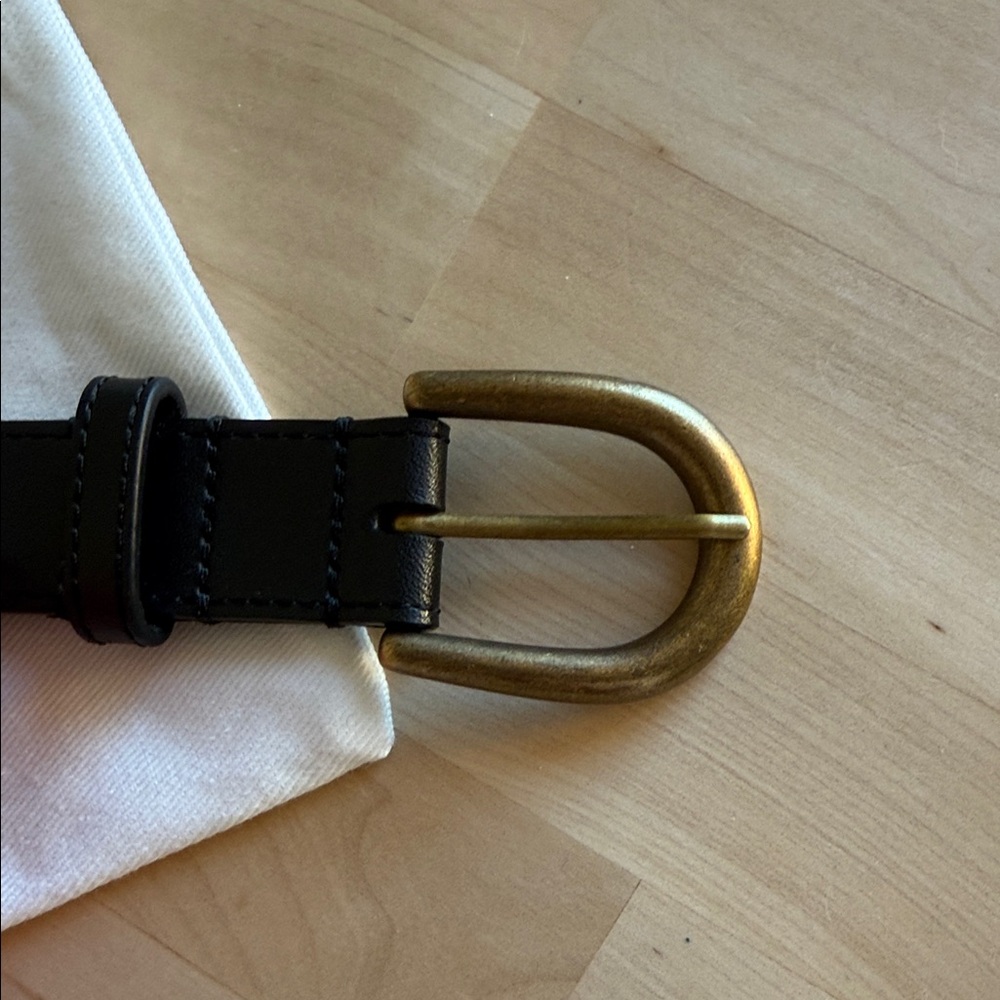 Aritzia Leather Belt Solid Brass - Picture 5 of 6